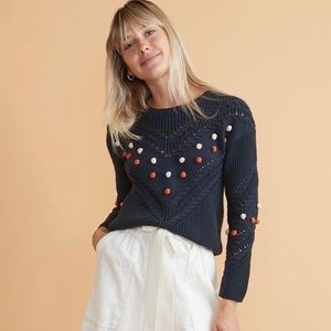 Marine Layer Anne Chevron Pom Crew Sweater